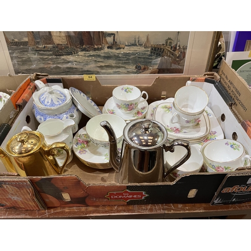 64 - Two boxes of teaware and other ceramics to include Royal Worcester