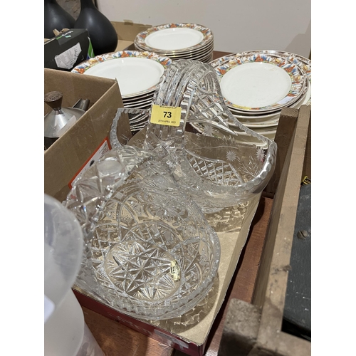 73 - Two cut glass baskets. 10' wide and smaller