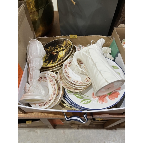 75 - Three boxes of ceramics including Royal Worcester