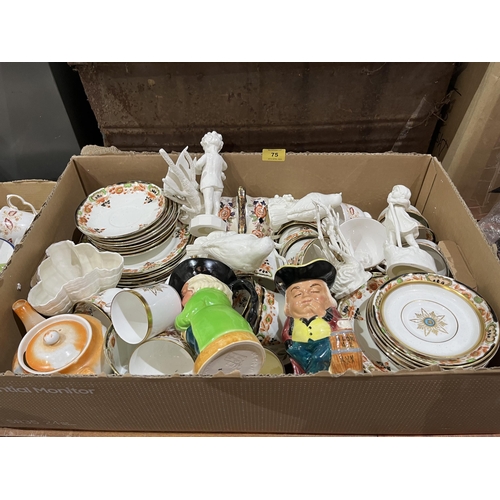 75 - Three boxes of ceramics including Royal Worcester