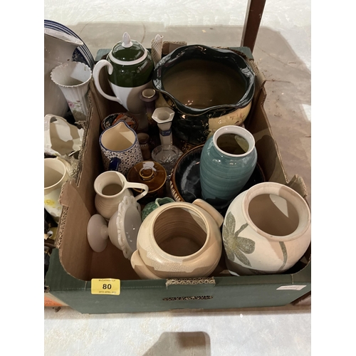 80 - Three boxes of ceramics and glassware