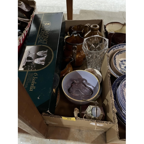 80 - Three boxes of ceramics and glassware