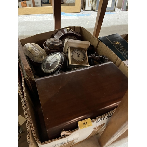 81 - Two boxes of metalware and sundries