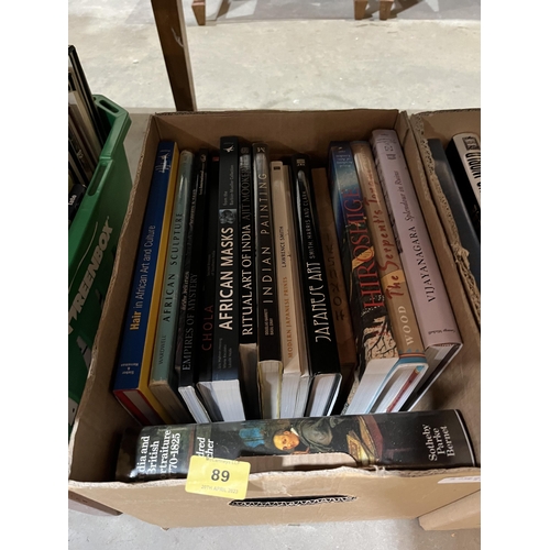 89 - Two boxes of books; Japan, India etc.