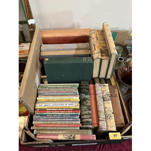 97 - A box of books to include children's works by Arthur Ransome, Alison Uttley etc.