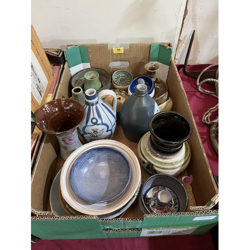 98 - A box of studio pottery