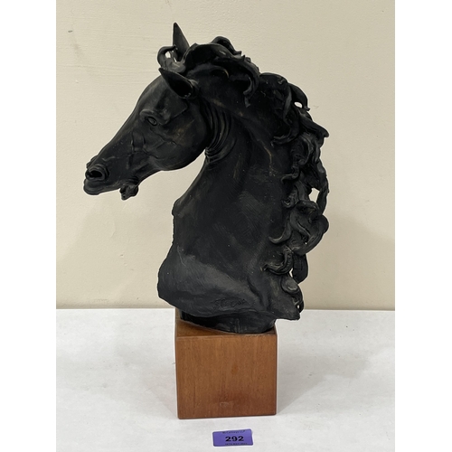 292 - A French bronze sculpture of a horse head, after the Marly horses by Guillaume Coustou. 15' high. 20... 