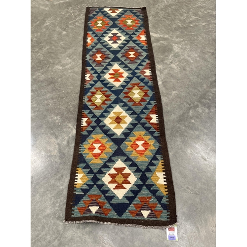 566 - A Maimana Kilim carpet runner. 2m x 0.59m