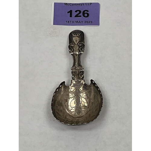 126 - A George III silver caddy spoon. Birmingham 1817. 3¼' long. 5dwts