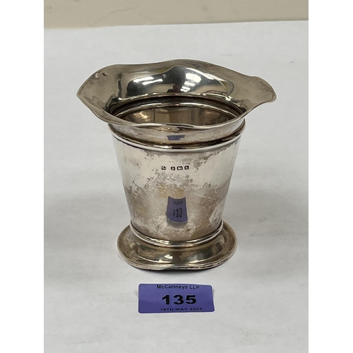 135 - An Edward VII silver tapered vase. Birmingham 1909. 3¾' high. 2ozs 8dwts. Foot misshapen