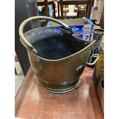 15 - A brass coal scuttle