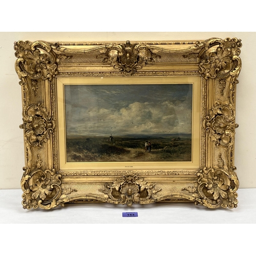 153 - DAVID COX. BRITISH 1783-1859 Crossing The Common. Oil on panel or board 8½' x 13¼' Prov: The Pilking... 