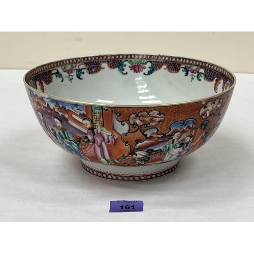 161 - A Chinese Mandarin bowl, decorated with continuous scenes of figures. 10' diam. Two hair cracks