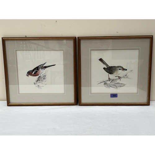 285 - L. FISHER. BRITISH 20TH CENTURY  Studies of birds. A pair. Signed and dated '87. Pencil and watercol... 