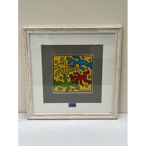 324 - MANNER OF KEITH HARING Untitled. Bears a signature. Inks on paper. 7¾' x 7¾'