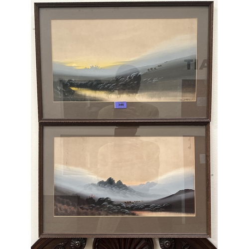 346 - FRANK HOLME. BRITISH 1879-1930 Landscapes. A pair. Signed. Watercolour and gouache. 10' x 18'