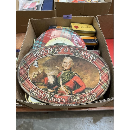 39 - A box of vintage tins