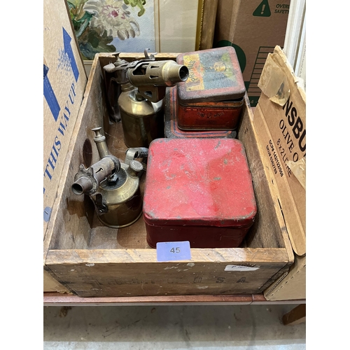 45 - A box of blow lamps and burners