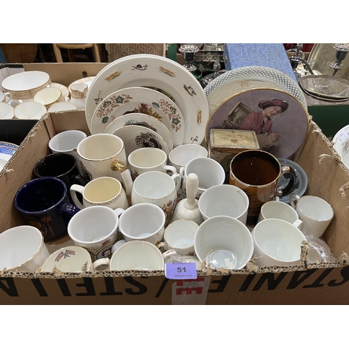 51 - Ceramics to include commemorative ware; two chamber sets etc.