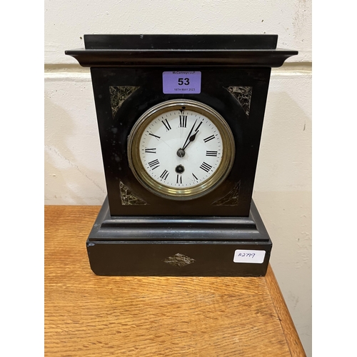 53 - A French slate cased mantle clock