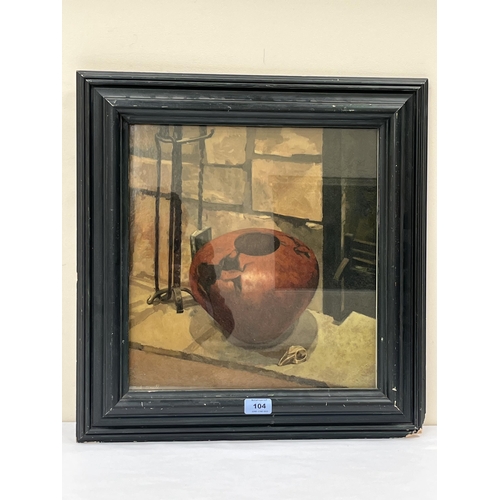 104 - MARK O'NEILL. BRITISH / IRISH Bn. 1963 Study of a pot in a fireplace. Signed. Oil on board 15½' x 14... 