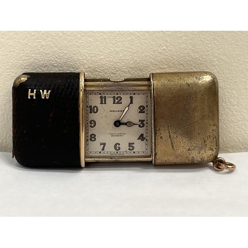 115 - A Movado Ermato pocket or purse watch patented by Hauguenin Freres in 1926, the mid case in silver g... 