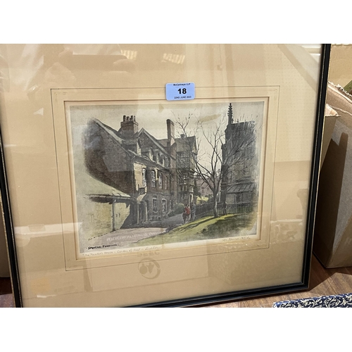 18 - A watercolour drawing signed H. Holt and a signed and inscribed print of The Reader's House, Ludlow ... 