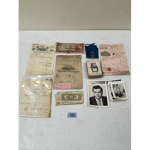 225 - A collection of ephemera, banknotes etc.