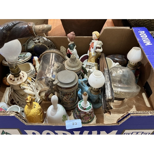 23 - Four boxes of ceramics and sundries