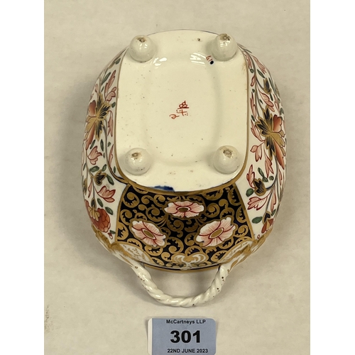 301 - A Derby Japan pattern tureen and cover. 7' wide over handles