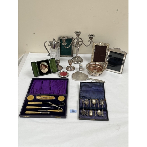 325 - A collection of silver and platedware