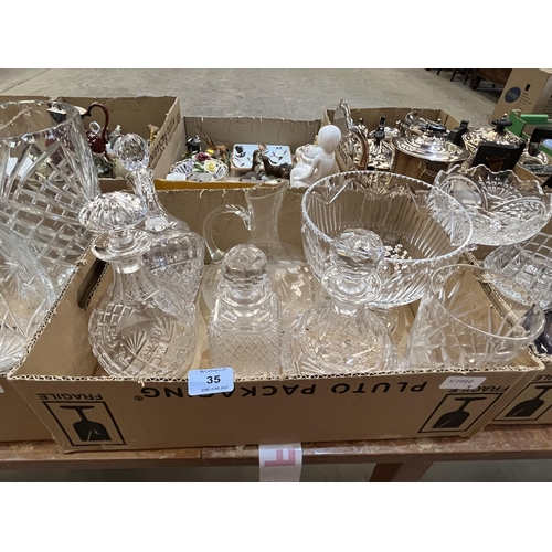 35 - Three boxes of cut and other glassware