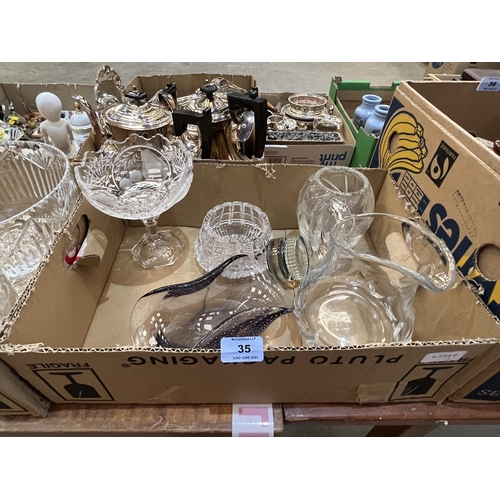 35 - Three boxes of cut and other glassware