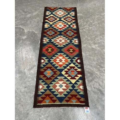 361 - A Maimana Kilim carpet runner. 1.92m x 0.65m