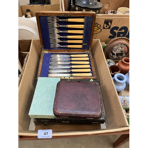 47 - Three canteens of cutlery and other boxed plated cutlery