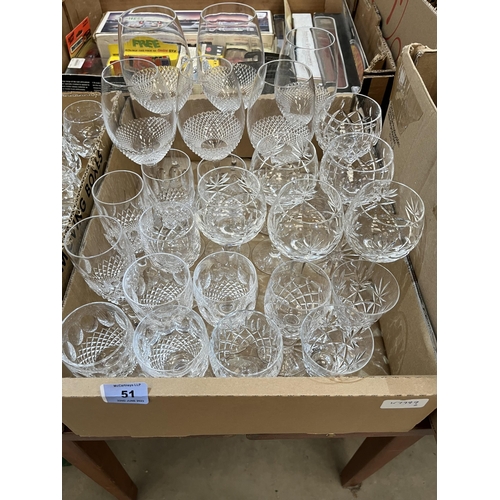 51 - Two boxes of cut glass drinking glasses