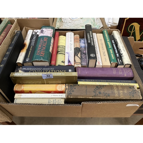 52 - Two boxes of books to include leather bound music volumes