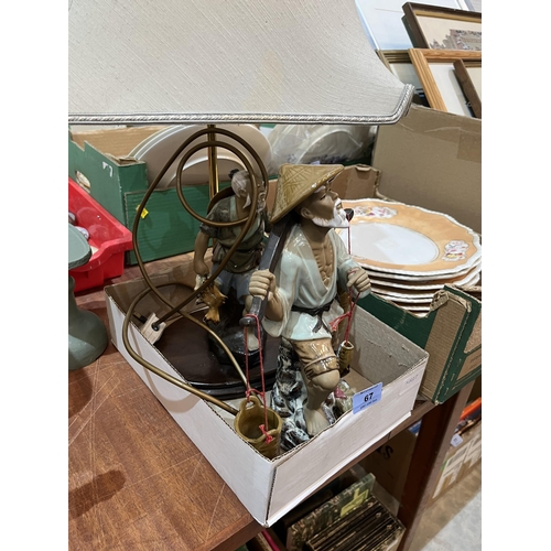 67 - A Chinese figural table lamp and a Chinese figure