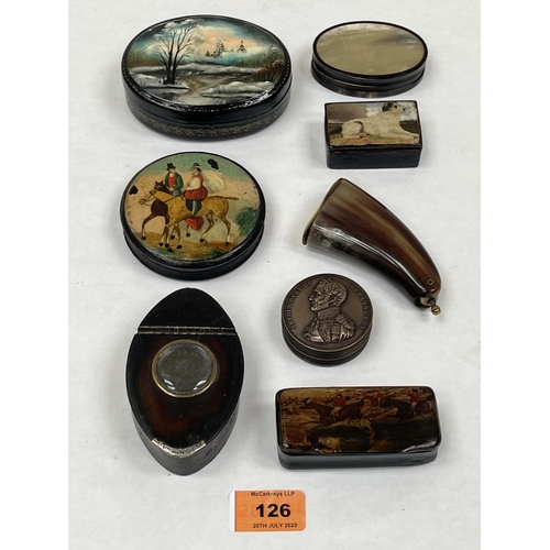 126 - Eight miscellaneous snuff boxes