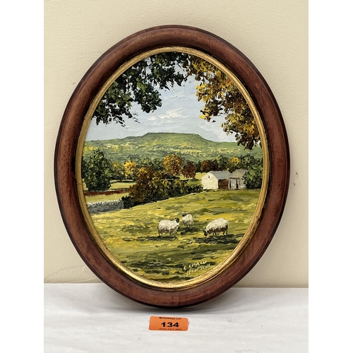 134 - GERALD HODGSON. BRITISH Bn 1942.  Pen Hill From Leyburn Shawl. Signed. Inscribed and dated 1999 vers... 