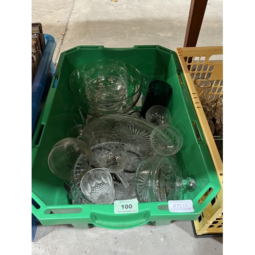 100 - Three boxes of miscellaneous glassware.