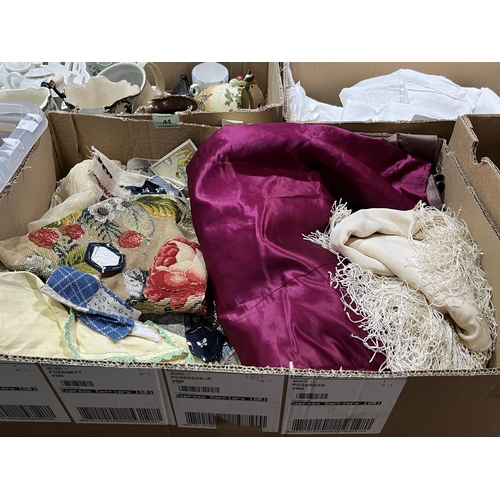 44 - A box of lace and other textiles.