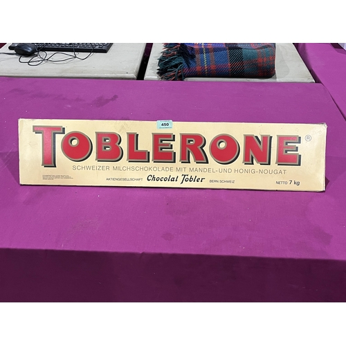 450 - A 1970s Toblerone shop advertising box. 29½