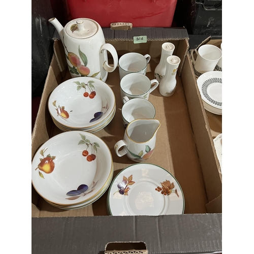 506 - Four boxes of Royal Worcester Evesham and Evesham Vale ceramics.