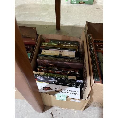 96 - Four boxes of books including Folio Society volumes