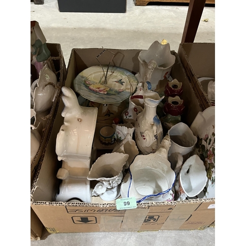 99 - Three boxes of miscellaneous ceramics.