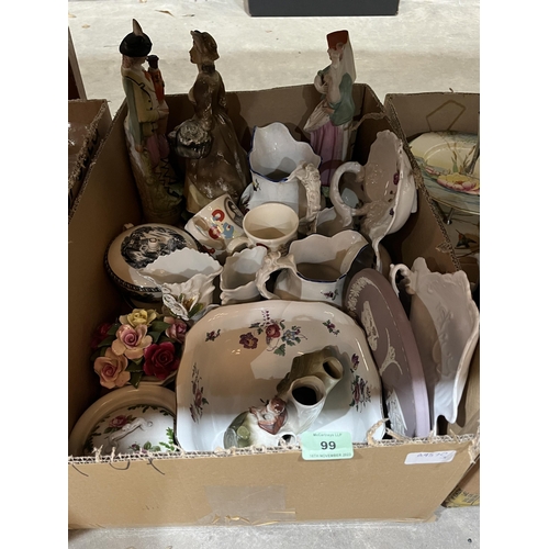 99 - Three boxes of miscellaneous ceramics.