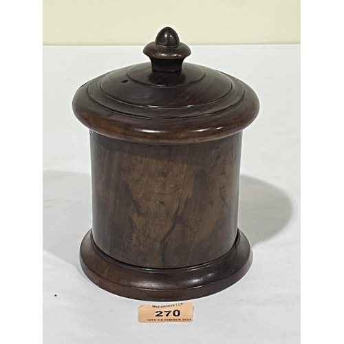 270 - A 19th century lignum string box with domed cover. 7¼