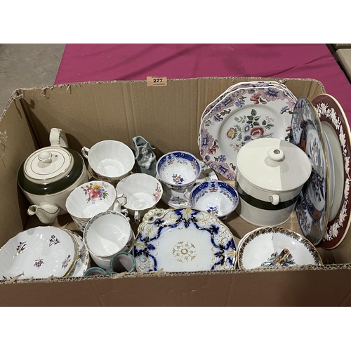 277 - A box of 19th century and later ceramics.