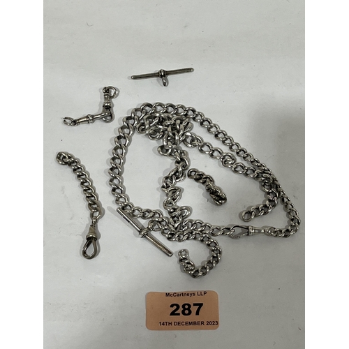 287 - A silver watch chain. (A.F.) 2oz 4dwts.